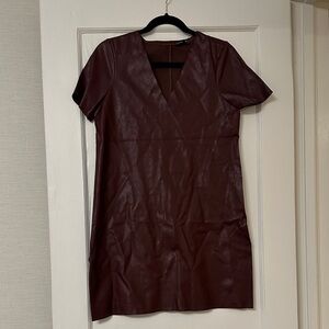 Zara Burgundy Faux Leather Mini Dress